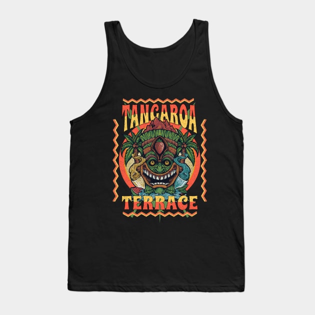 Tangaroa Terrace Tropical Bar and Grill California Distressed look Design Tank Top by Joaddo